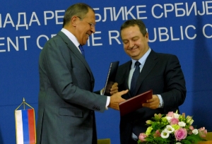 Signing the agreement Minister Dacic and Minister Lavrov