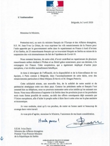 Ivica Dacic - letter of appreciation