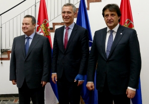 Ministers Dacic and Gasic with Jens Stoltenberg