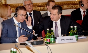 Ministers Dacic and Stefanovic at the conference 