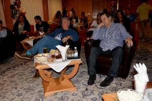 Minister Dacic and US Ambassador Kyle Scott watch the final game of the Olympic Games in basketball