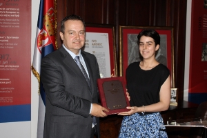 Minister Dacic with students of the First Belgrade High School