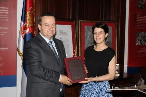 Minister Dacic with students of the First Belgrade High School