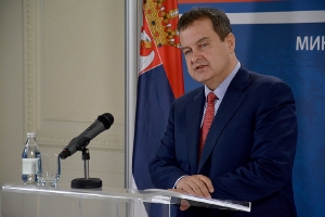 Minister Dacic at an extraordinary press conference