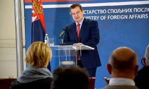 Minister Dacic at an extraordinary press conference