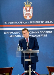 Minister Dacic at an extraordinary press conference